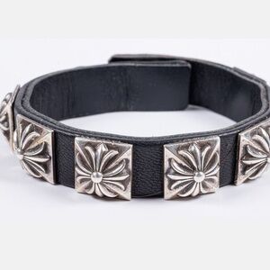 Chrome Hearts Silver & Leather Rare Cuff